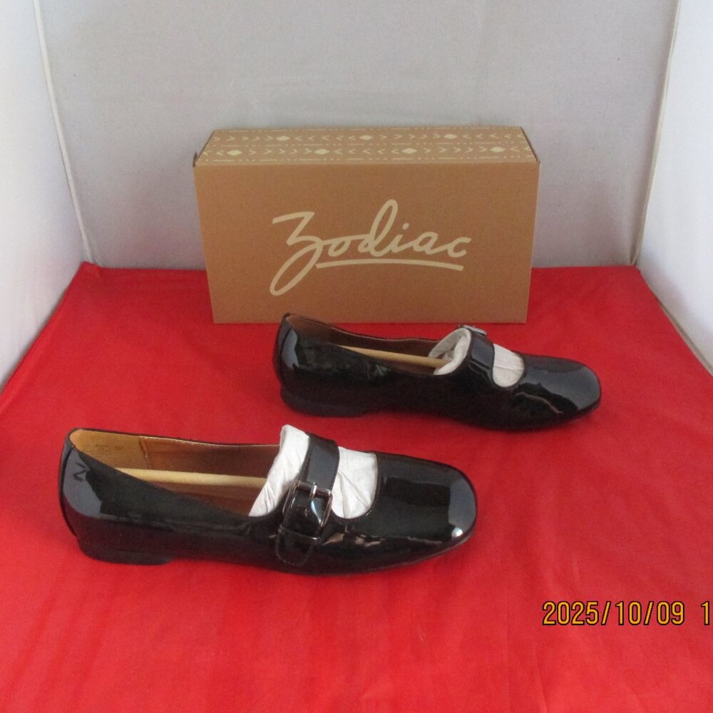 Zodiac Indira Square-Toe Buckle Mary Jane Flats $75 - Size 8 1/2 - Black - 1383
